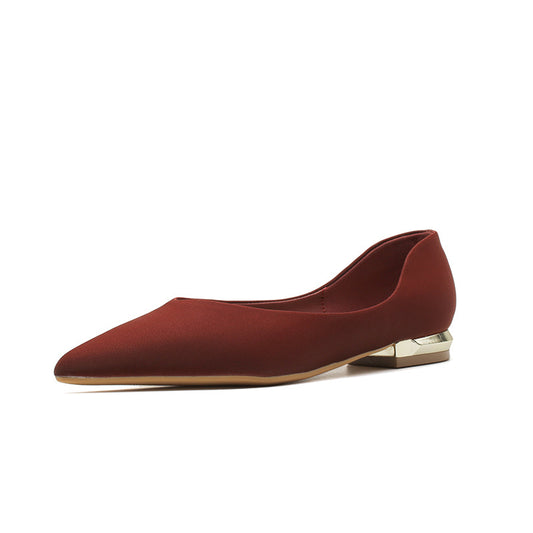 Flat bottom pointed toe shallow mouth women's single shoes casual simple low heel women's shoes CH548