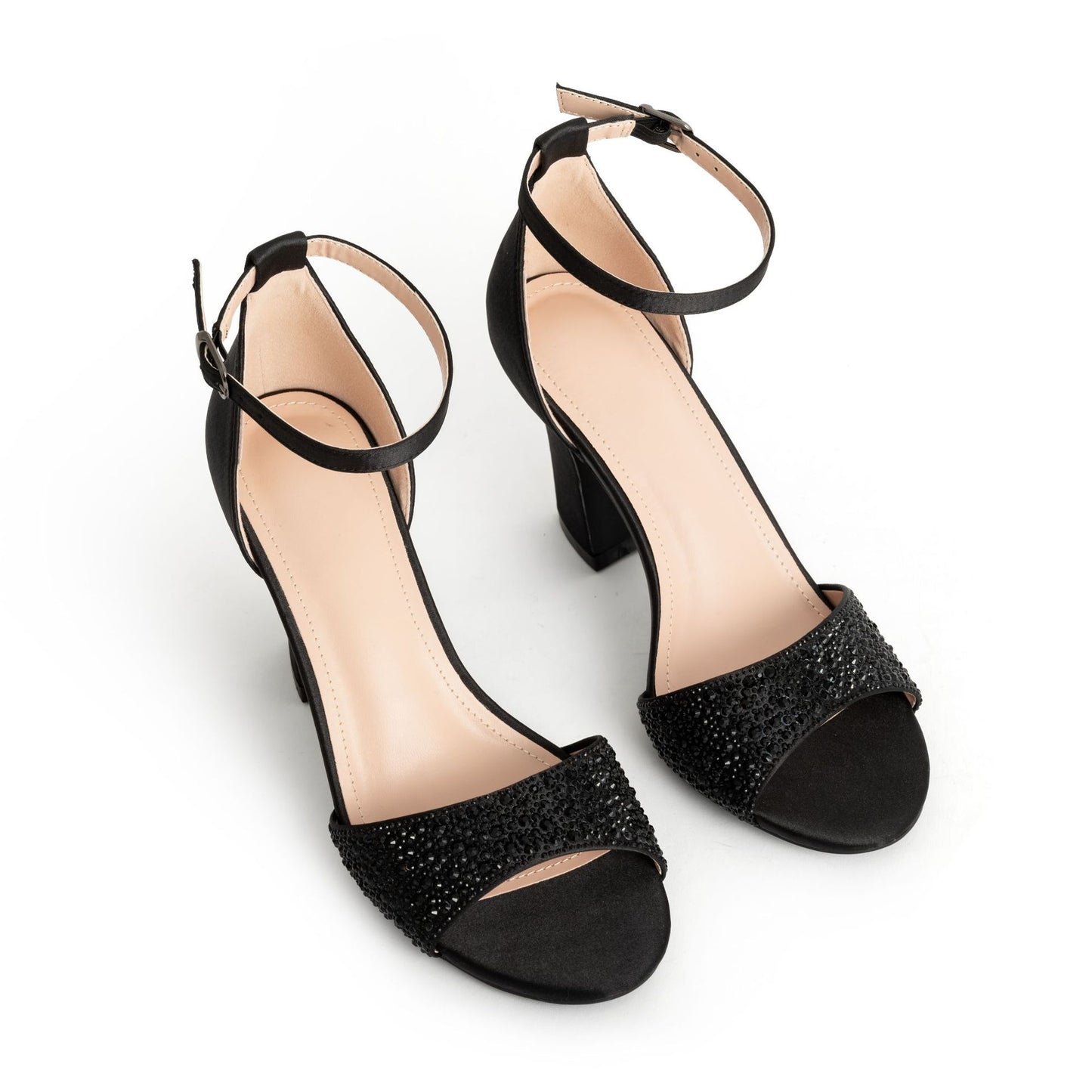 2024 summer new sequined high heels versatile open toe buckle strap thick heel sandals CH367