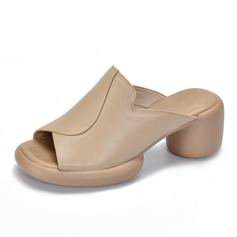 Cowhide handmade all-match fish-mouth sandals G599