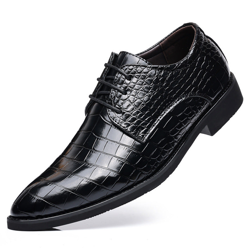 2024 new men's business formal casual shoes crocodile pattern pointed leather shoes LD389