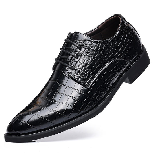 2024 new men's business formal casual shoes crocodile pattern pointed leather shoes LD389