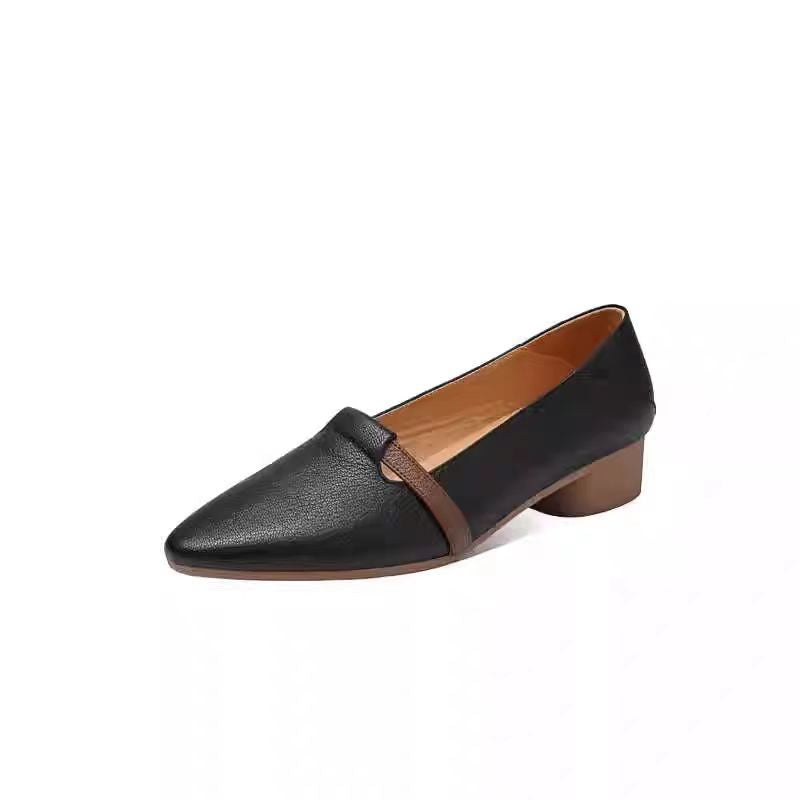 New comfortable soft-soled pointed toe fashionable color matching leather shoes GDB013