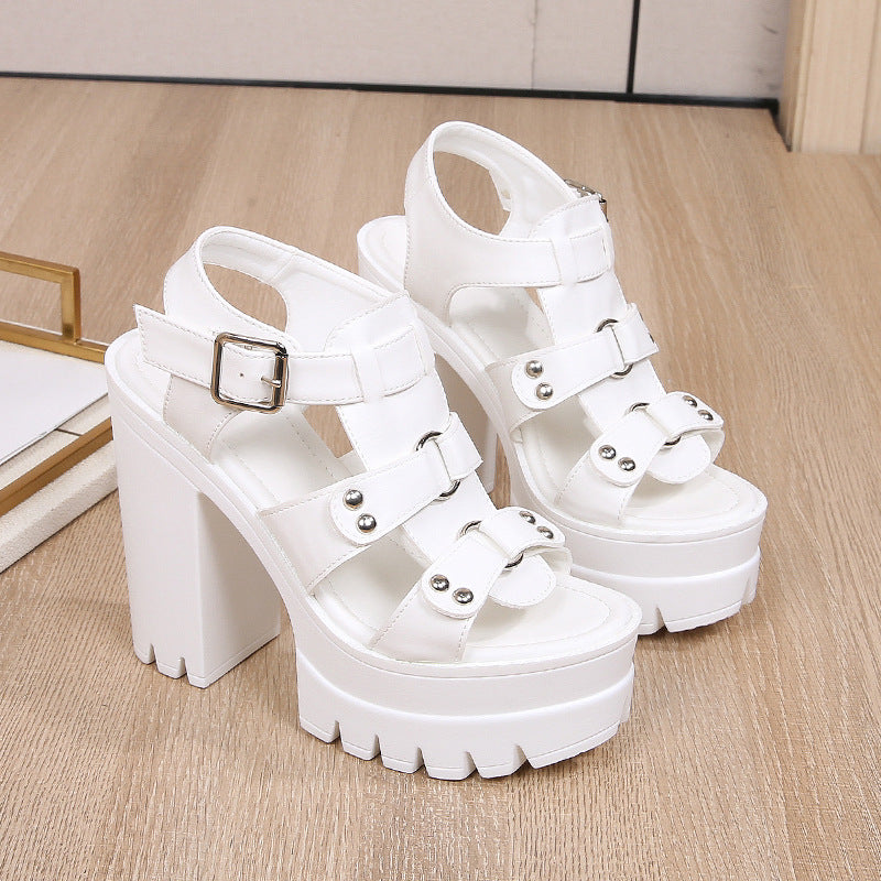 2024 summer new high-heeled thick-heeled sandals waterproof platform thick-soled women's shoes LD206