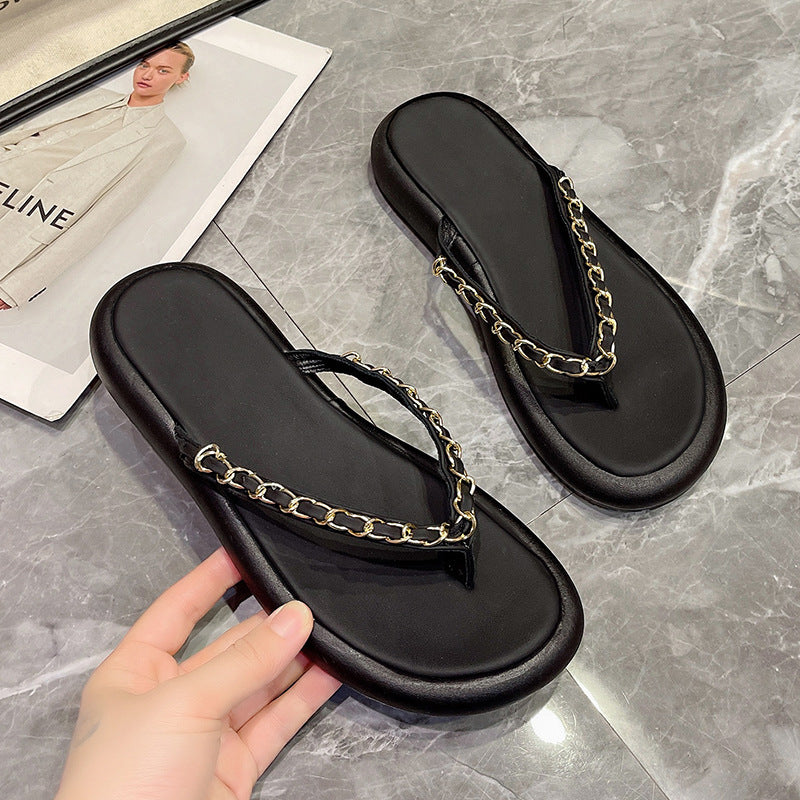 2024 new high quality summer fashion flat simple thick bottom sandals CH739