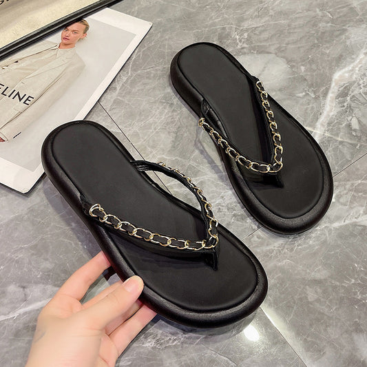 2024 new high quality summer fashion flat simple thick bottom sandals CH739