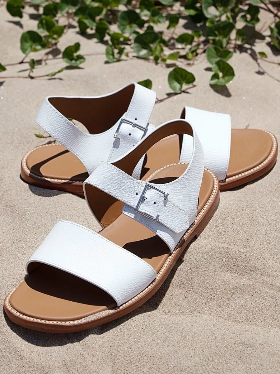 Simple genuine leather summer sandals slippers non-slip beach shoes LD300