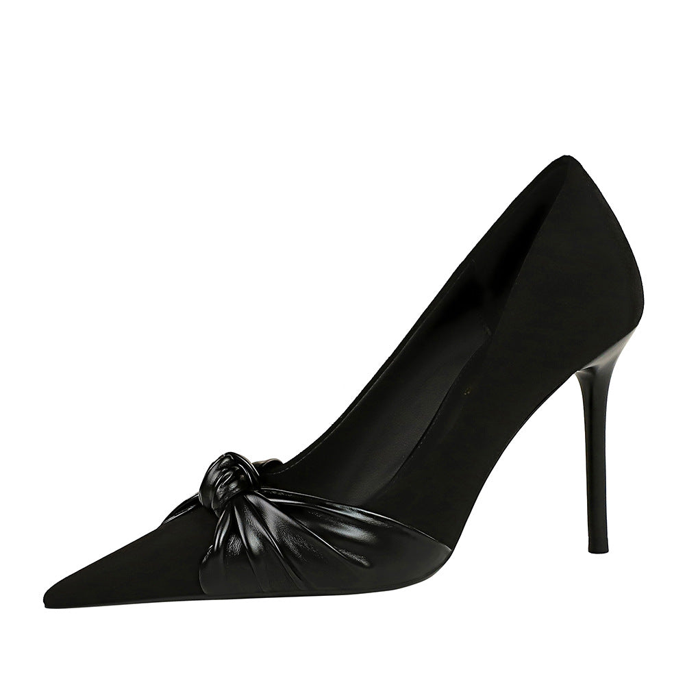 Fashionable stiletto high heels shallow mouth pointed bowknot women's high heels Di608