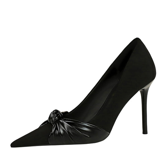 Fashionable stiletto high heels shallow mouth pointed bowknot women's high heels Di608