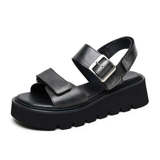 2024 new women's height-enhancing soft-soled casual leather sandals G993