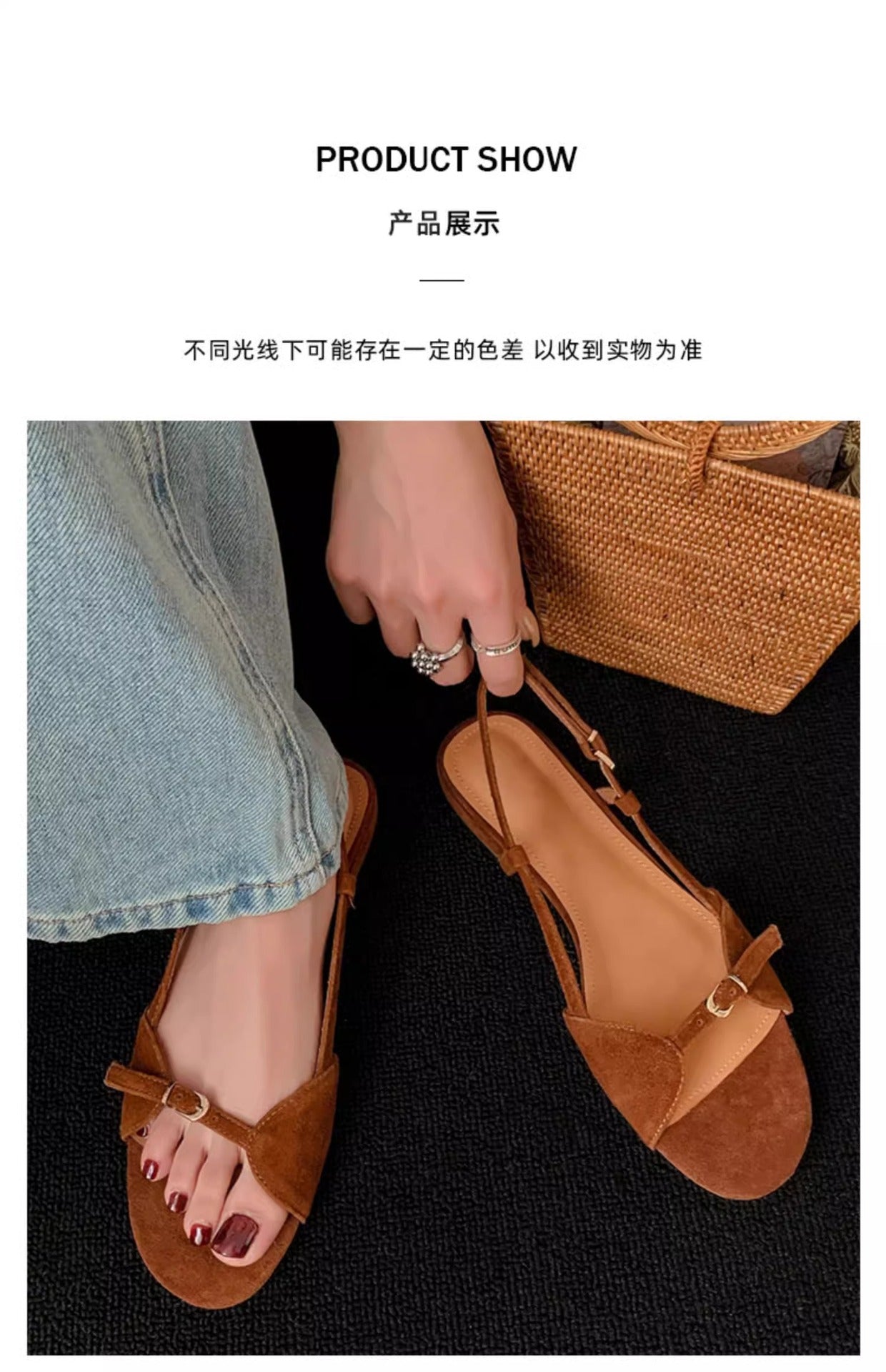 Designer open-toe casual style one-strap flat sandals G085
