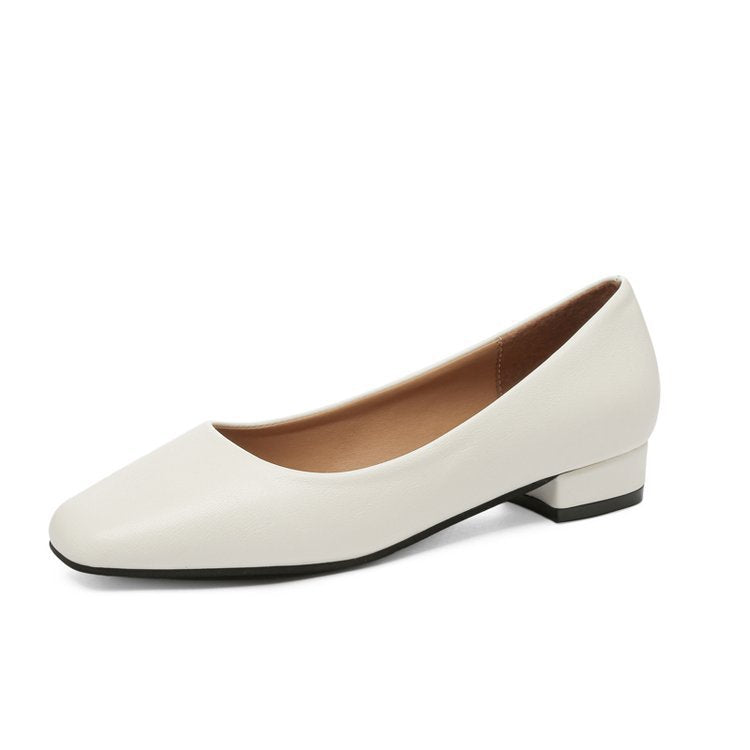 Autumn new large size square toe shoes shallow mouth comfortable low heel women's shoes PR107