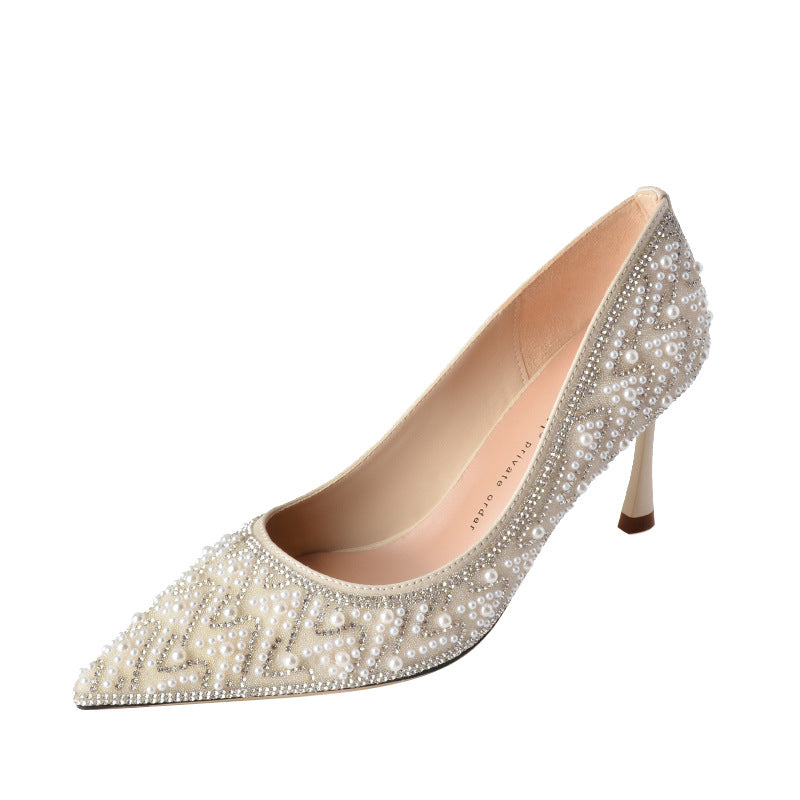 Rhinestone pearl Xiuhe high heel wedding high-end bridal shoes LD436