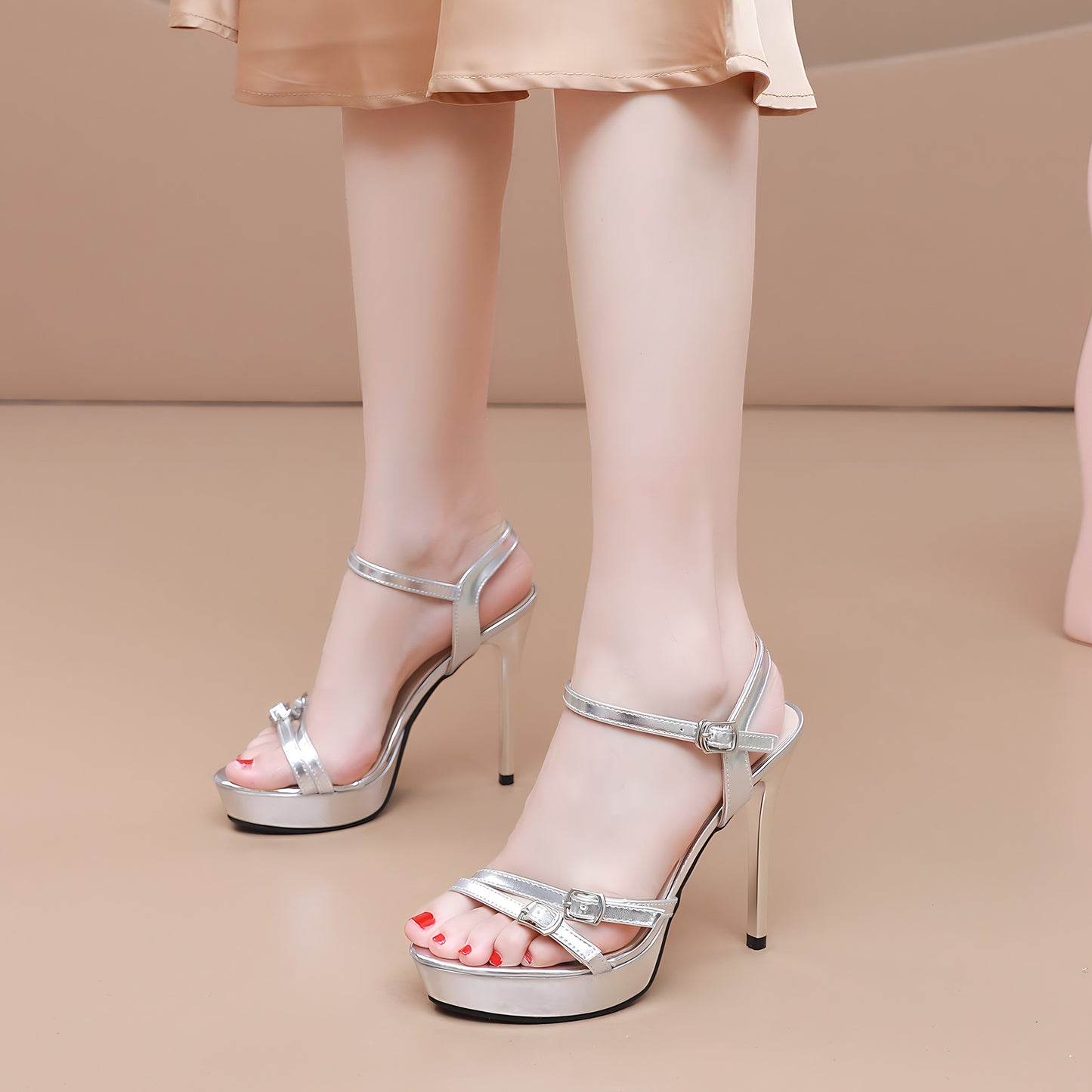 2024 new style one-strap ultra-high heel waterproof platform sexy stiletto open-toed sandals LD123