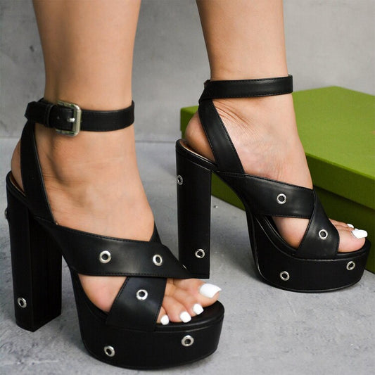 2024 fashion waterproof platform rivets with thick heel round toe open toe sandals LY1156