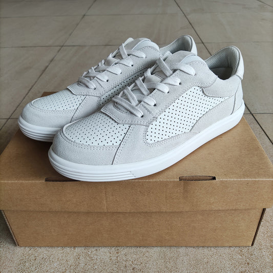 New fashion men's sports casual genuine leather white sneakers LY1087