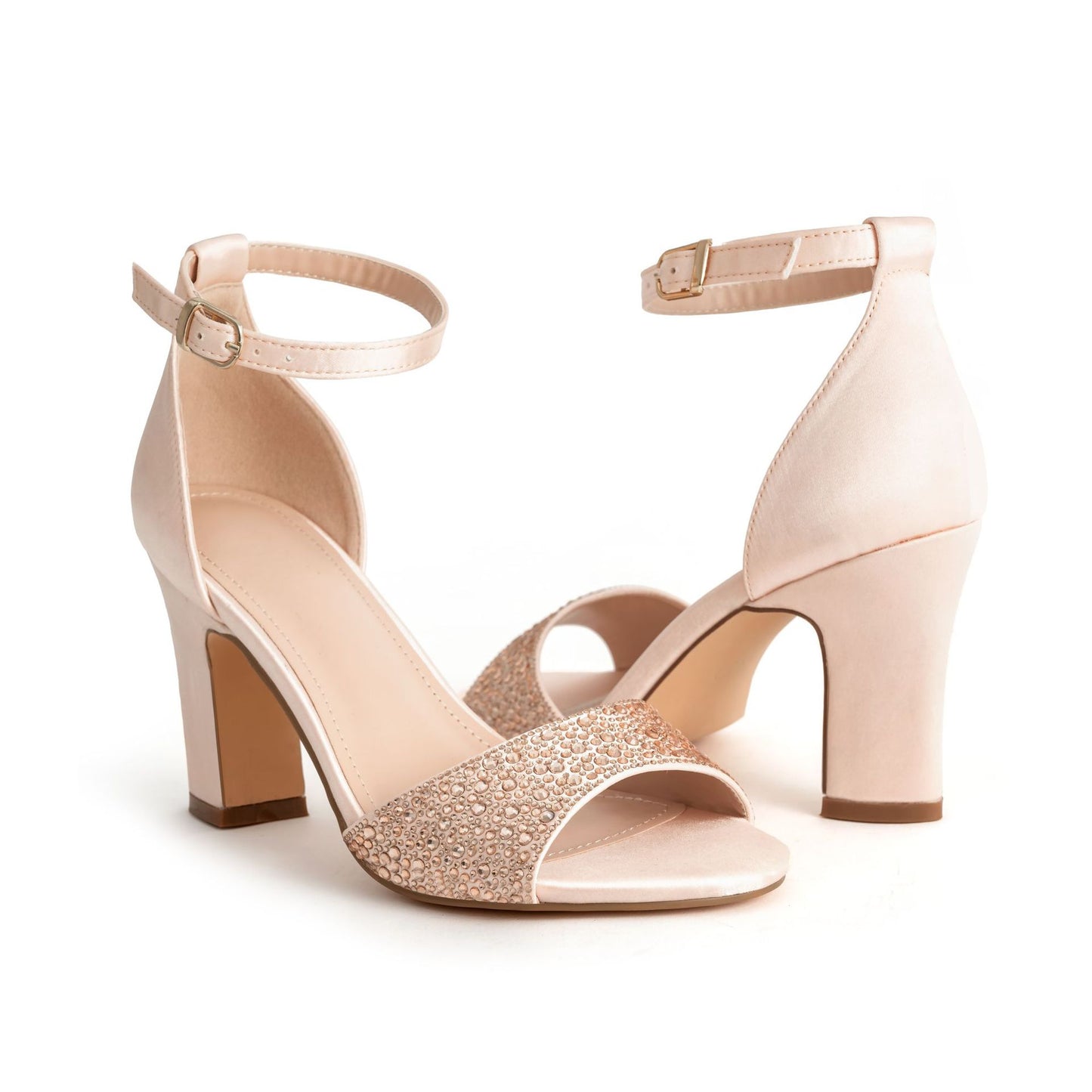 2024 summer new sequined high heels versatile open toe buckle strap thick heel sandals CH367