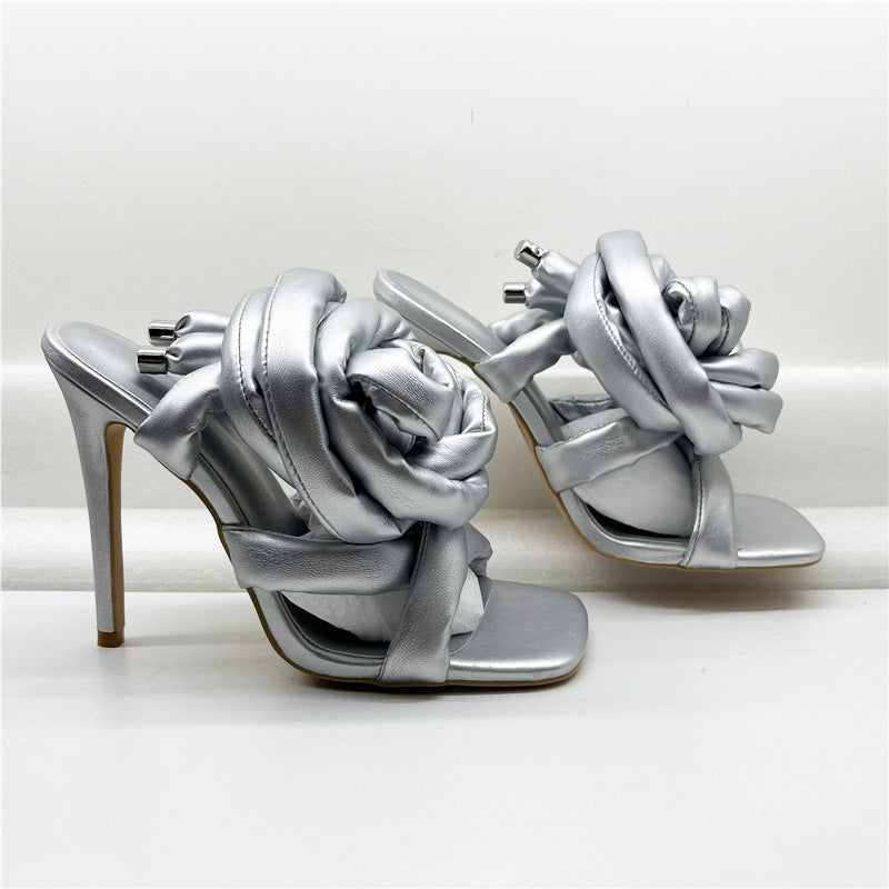Square toe stiletto high heel cross strap oversized sandals G914