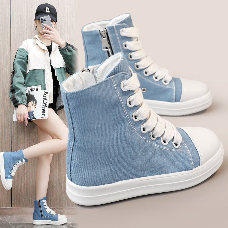 2024 new high-top canvas shoes height-increasing sneakers Di095