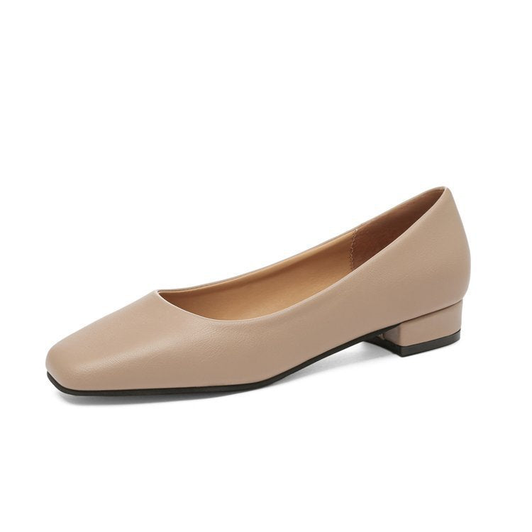 Autumn new large size square toe shoes shallow mouth comfortable low heel women's shoes PR107