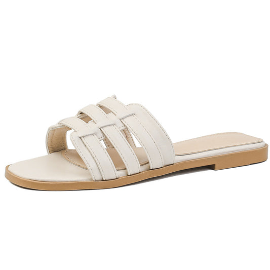2024 new flat bottom women's beach flip flops high-end sandals V078