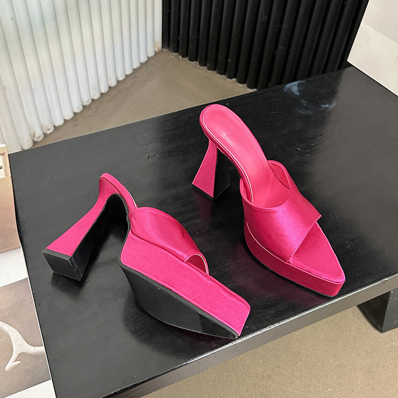 2024 summer high heel sandals simple style one-piece high heel slippers JC055