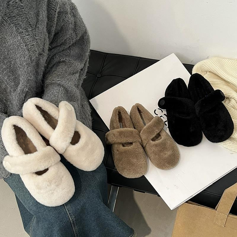 High quality multi-color flat fur shoes JC040