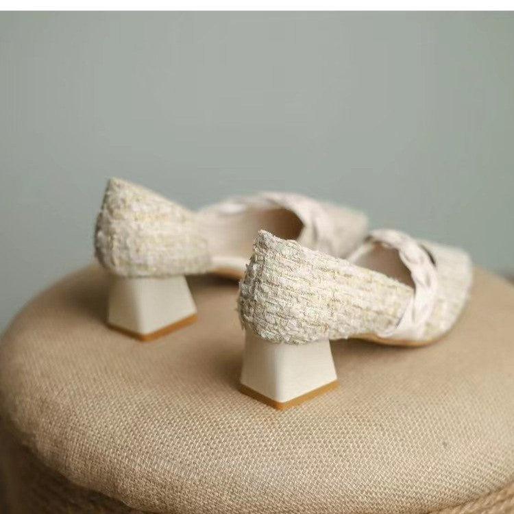 Shallow mouth pointed toe women's shoes 2024 new fashion thick heel casual high heels G975
