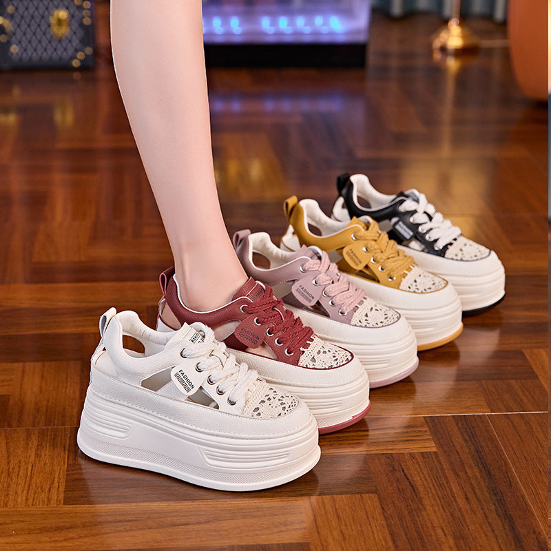 Retro hollow sandals 2024 summer 9CM heightened thick-soled casual shoes for women CE028