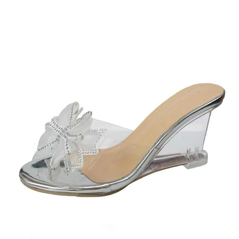 Sandals 2024 summer crystal heels high heels bowknot sandals V265