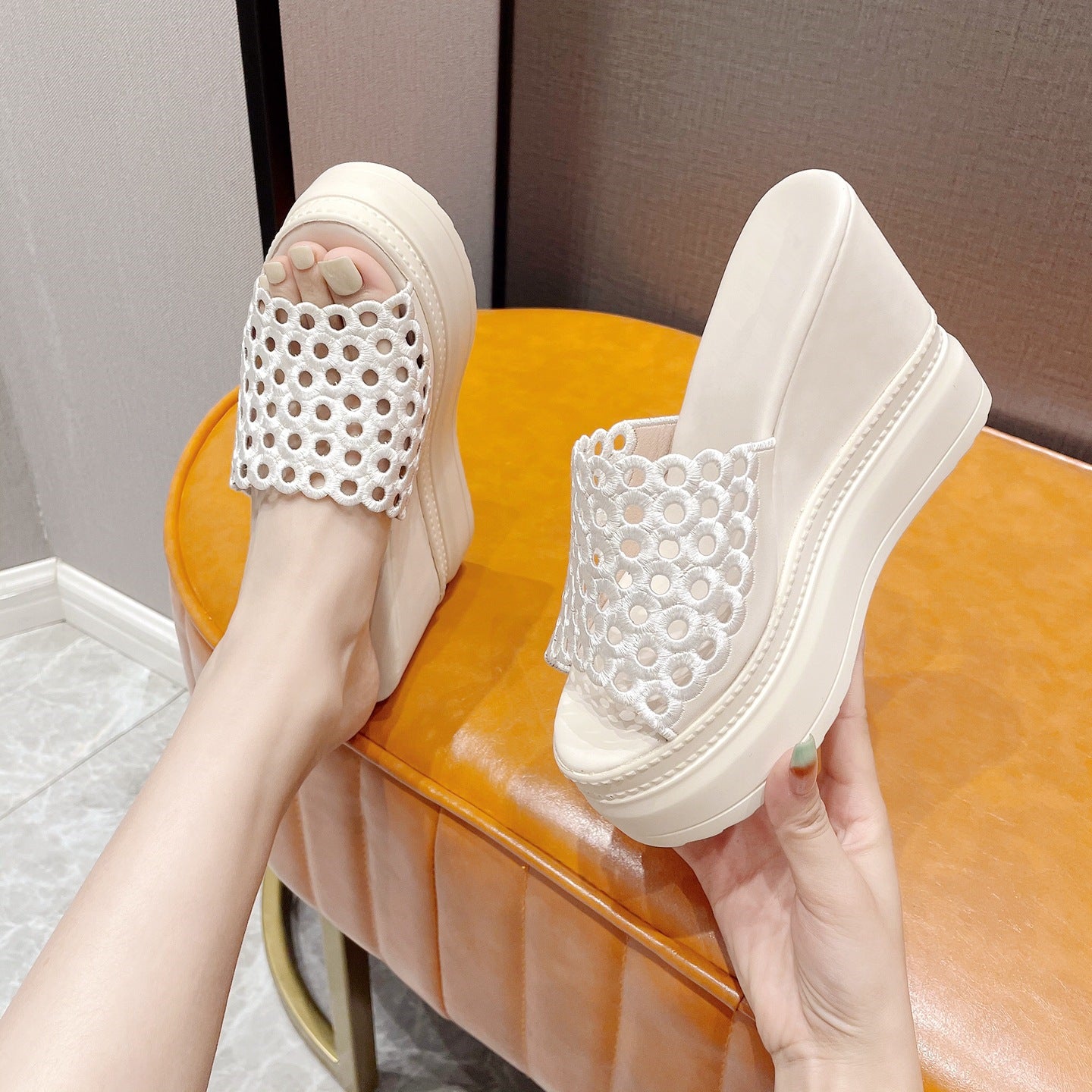 10CM wedge heel slippers for women summer non-slip fashion sandals FD064