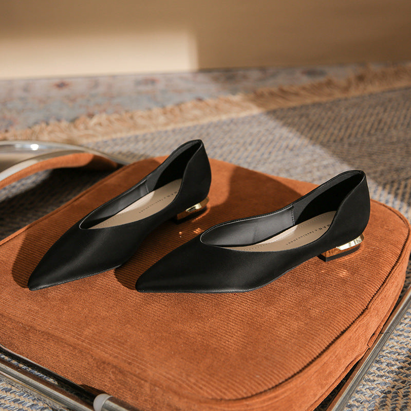 Flat bottom pointed toe shallow mouth women's single shoes casual simple low heel women's shoes CH548