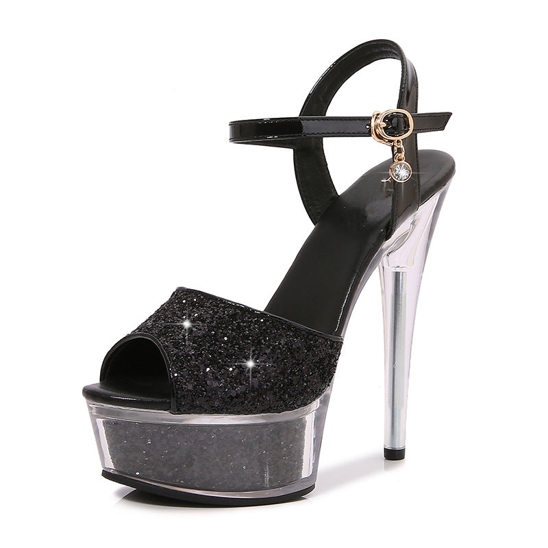 New summer ultra-high heel waterproof platform peep-toe sandals CH525