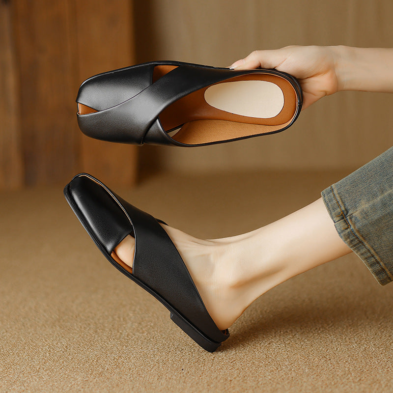2024 summer new simple flat sandals for women temperament sandals half-covered LY1162
