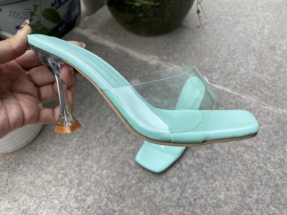 Summer new style transparent round toe one-line high-heeled women's sandals LD273