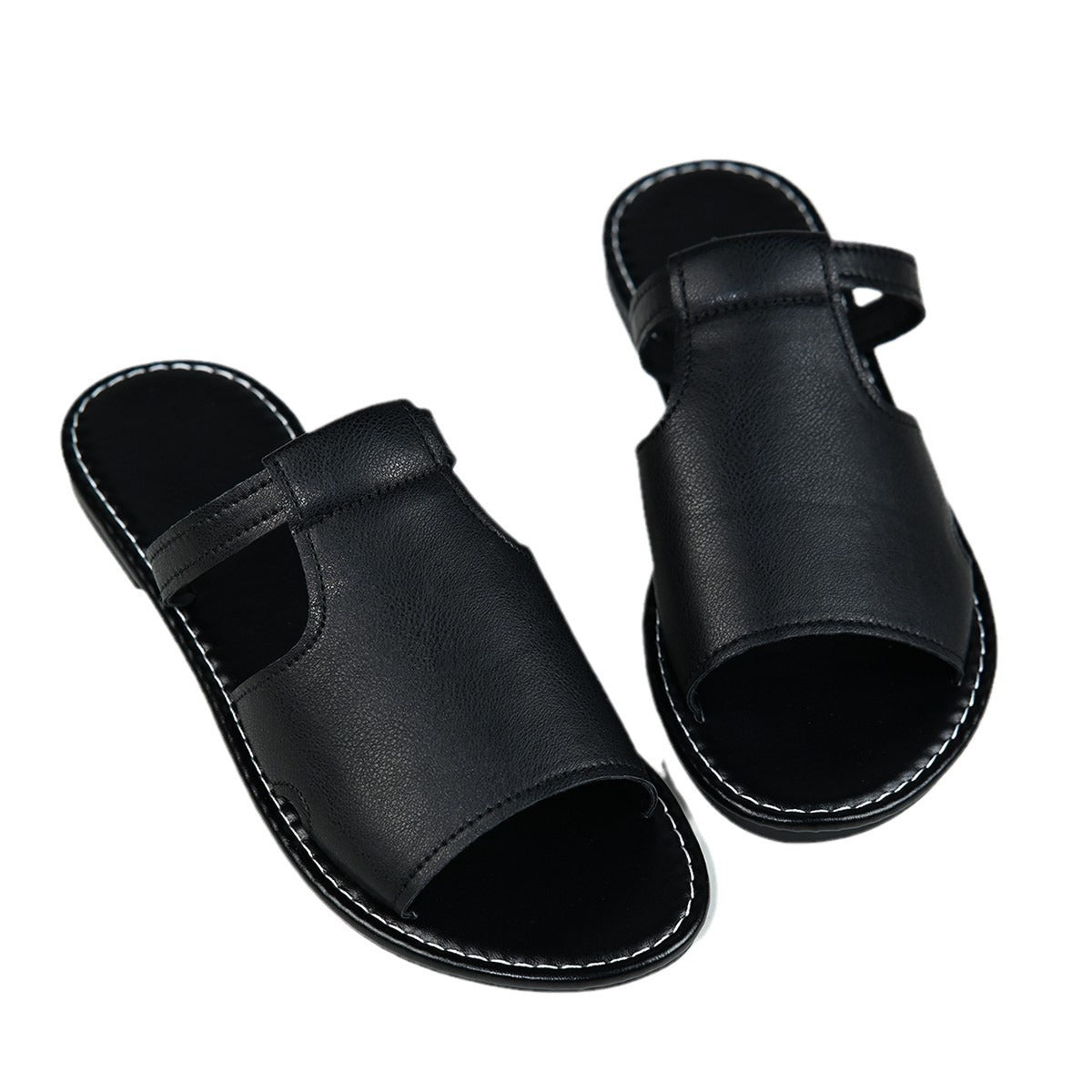 2024 Spring and Summer New Hollow Solid Color Large Size Women's Flat Sandals G113