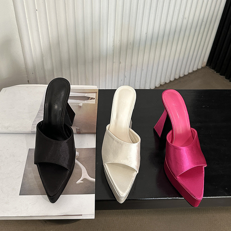 2024 summer high heel sandals simple style one-piece high heel slippers JC055