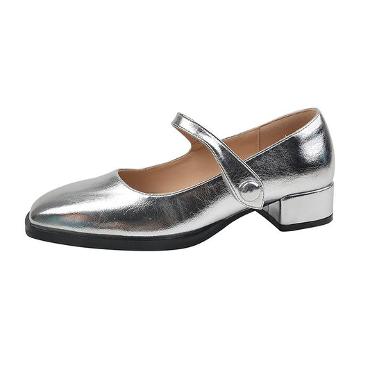 2024 Spring New Silver Women's Shoes Wide Fat Foot Large Size Women's Shoes LY1163