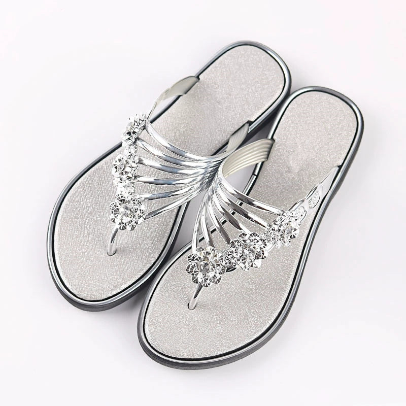 2024 flat rhinestone flip flops flower flip flops sandals LY1154