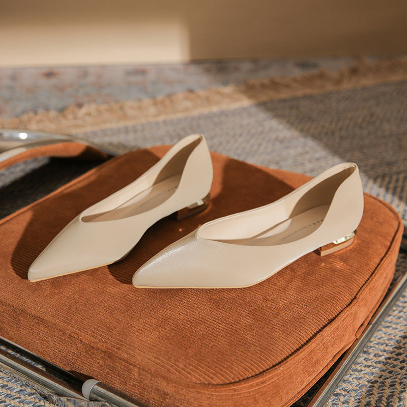 Flat bottom pointed toe shallow mouth women's single shoes casual simple low heel women's shoes CH548
