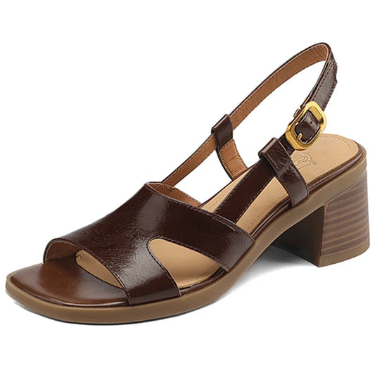 Summer new casual square toe open toe thick high heel sandals LD383