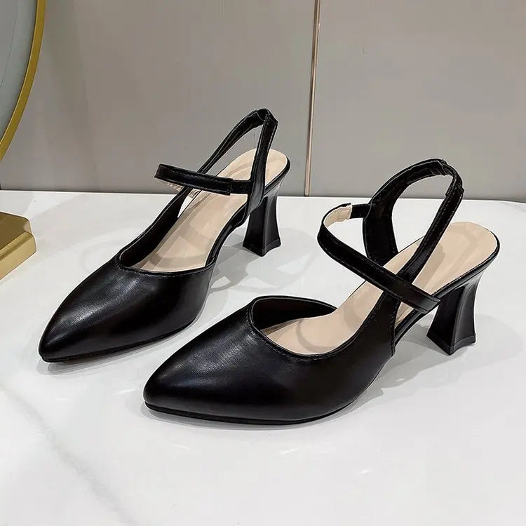 2024 new summer style pointed toe strap soft leather high heels LD428