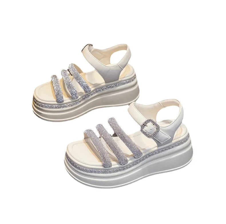 2024 new Roman rhinestone versatile thick-soled sandals LD005