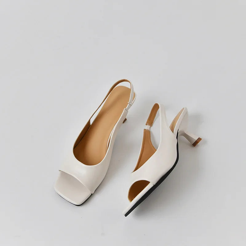 New style simple square toe open toe high heels CH476