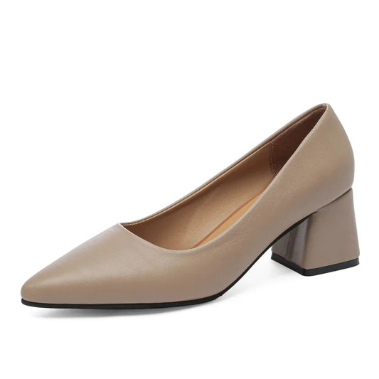 Spring new pointed toe slip-on thick heel shoes LD344