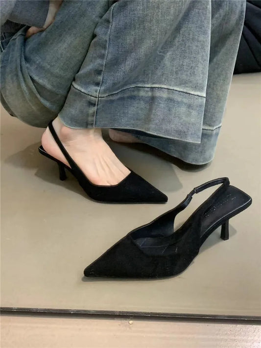 New high quality suede pointed toe stiletto sandals CH738
